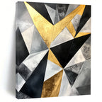 Geometric Gold - Silver Abstract Painting with Luxurious Symmetry WINK446