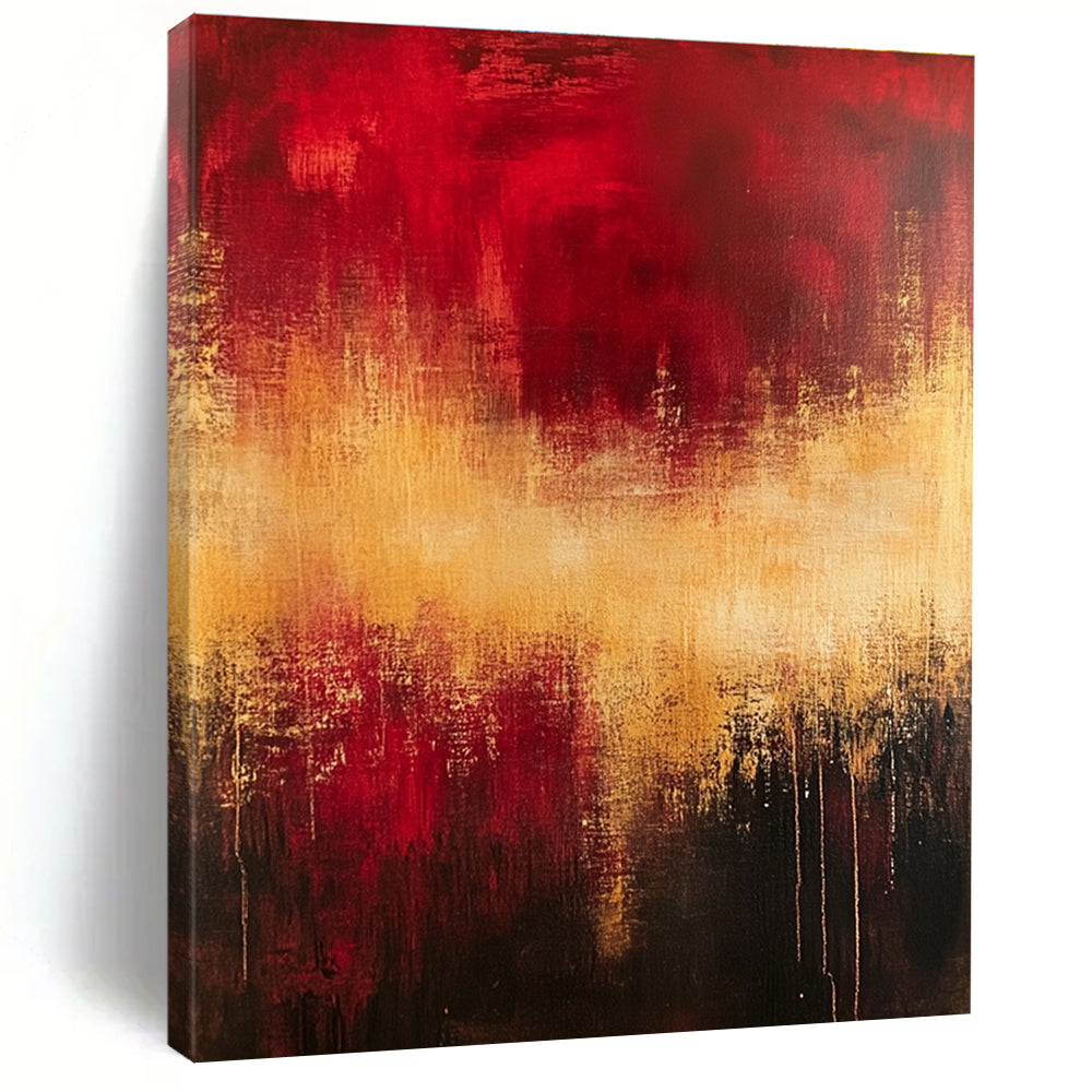 Red and Gold Abstract Painting for Dramatic - Themed Theaters GAB0919