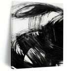 Bold Black Ink Abstract Painting for Zen - Inspired Meditation Spaces HENG195