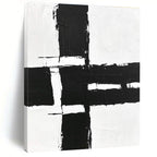 Geometric Black and White Abstract Painting with Structured Clarity WINK348