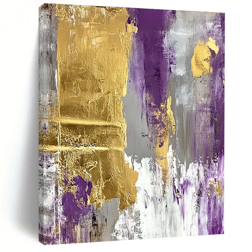 Purple - and - Gold Abstract Painting with Regal Flair WINK327