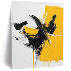 Bold Yellow and Black Abstract Painting for Modern - Styled Offices GAB1014