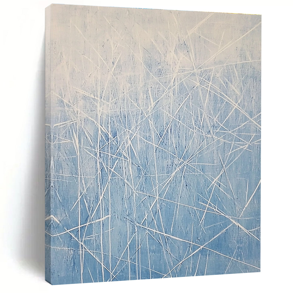Blue Grass Abstract Painting for Minimalist Bathrooms GAB0776