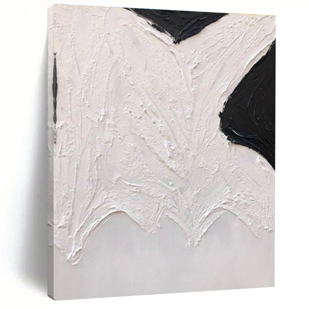Black - White Textured Shape Abstract Painting for Art - Centric Nooks HENG405