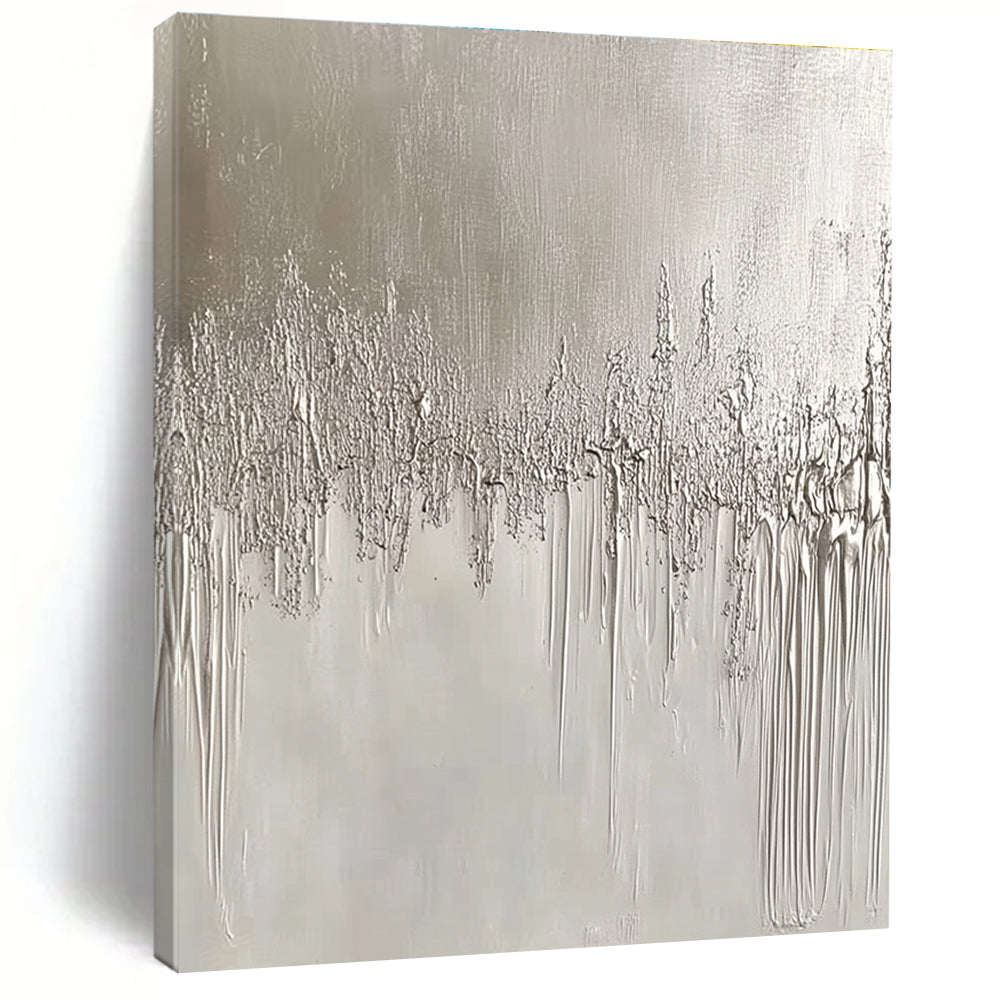 Dripping Silver Abstract Painting with Subtle Drama WINK305