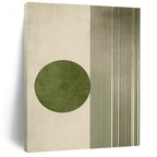 Green Circle and Lines Abstract Painting for Modern Minimalist Interiors GAB1370