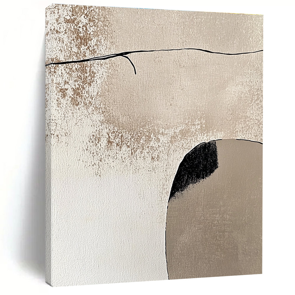 Beige and Black Minimalist Shapes Abstract Painting with Quiet Contemplation WINK044