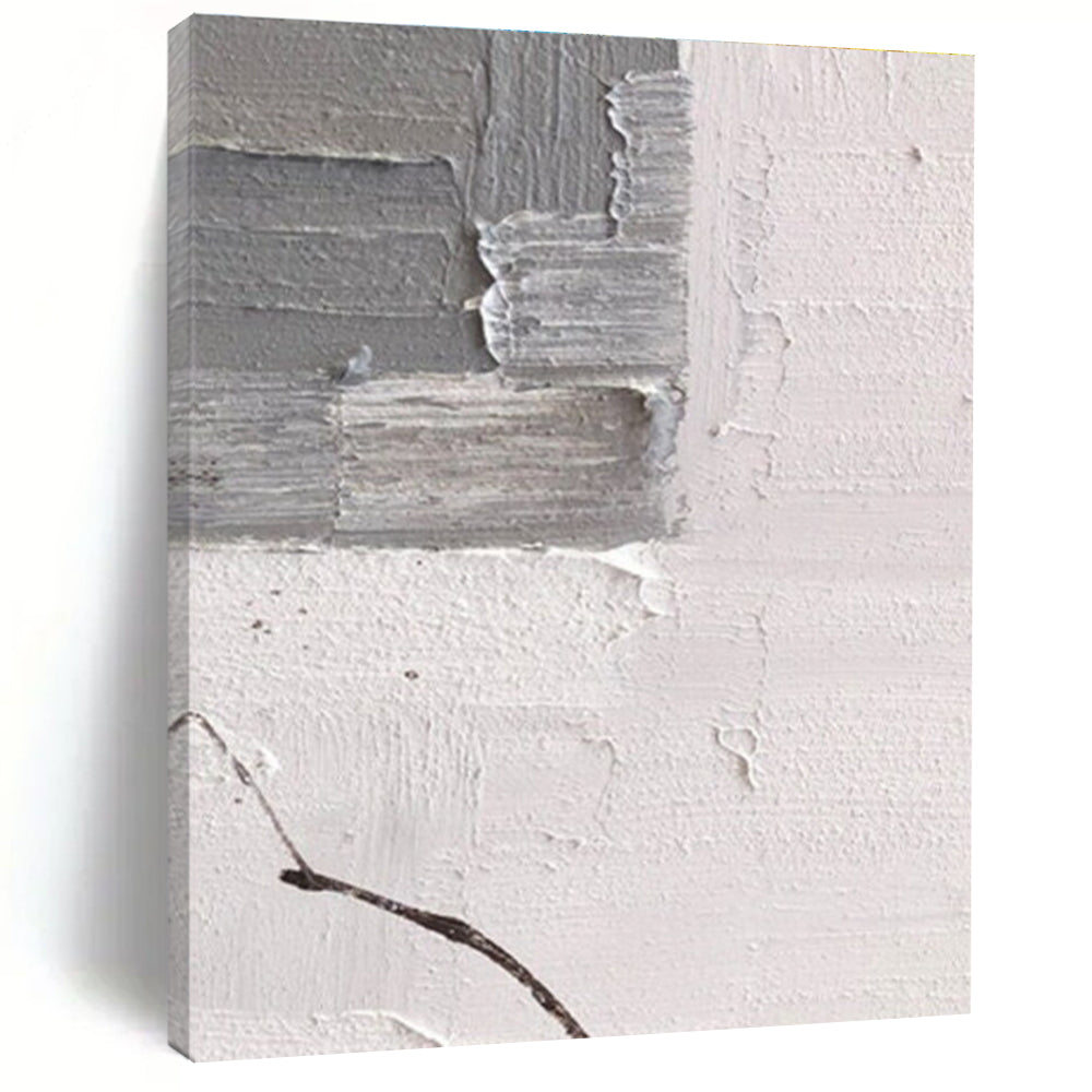 Gray and White Textured Fragmented Art Abstract Painting for Industrial - Chic Lofts HENG361