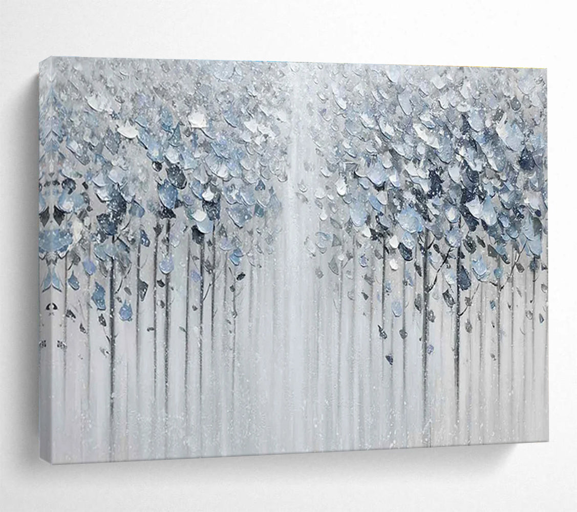 Silver Forest Abstract Painting for Serene Bedroom Retreats YHT274