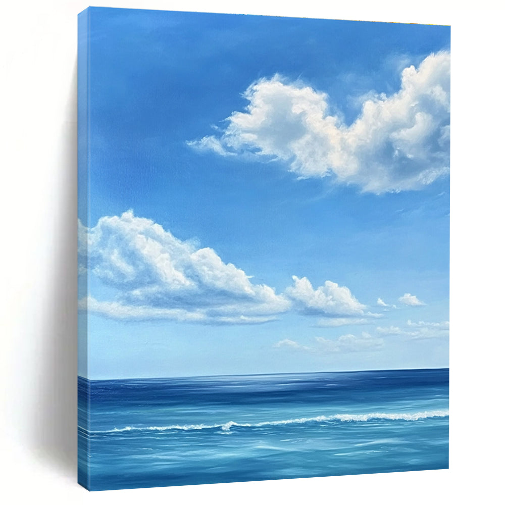 Blue Sky and Ocean Realistic Seascape Painting GAB0376