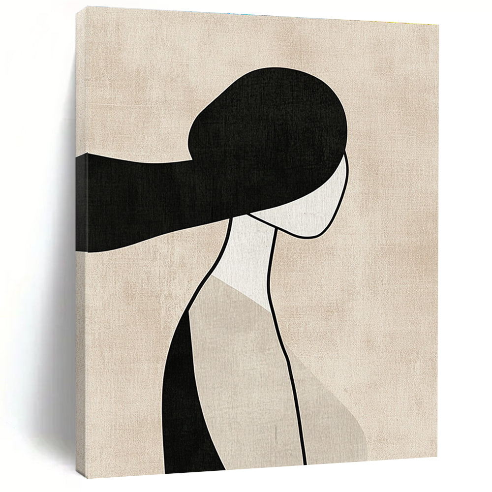 Minimalist Woman Silhouette Abstract Painting for Serene Bedroom Corners GAB1378