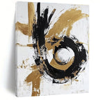 Black Gold Silver Abstract Painting with Metallic Swirls WINK655
