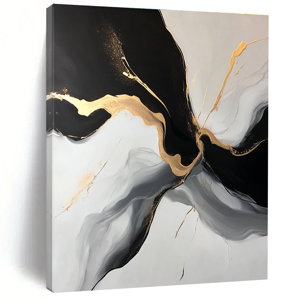 Black Gold Gray Abstract Painting with Luxurious Flows WINK510