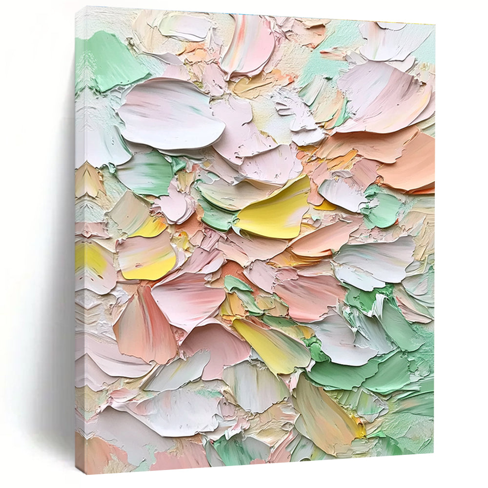 Pastel Color Palette Knife Painting Vibrant Abstract Art for Cheerful Spaces GAB1443