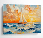 Sailboat at Sunset - Nautical Beauty on Canvas ABS011