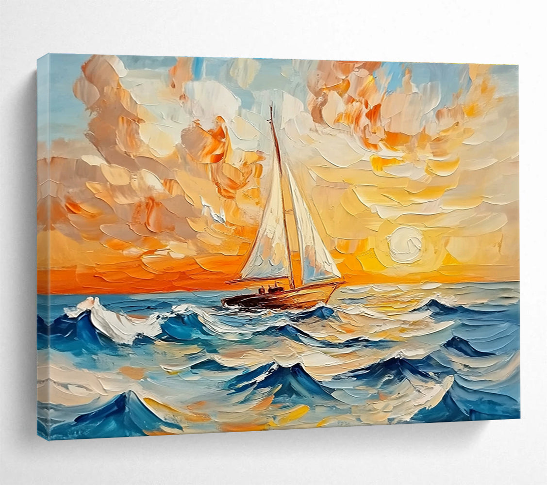 Sailboat at Sunset - Nautical Beauty on Canvas ABS011