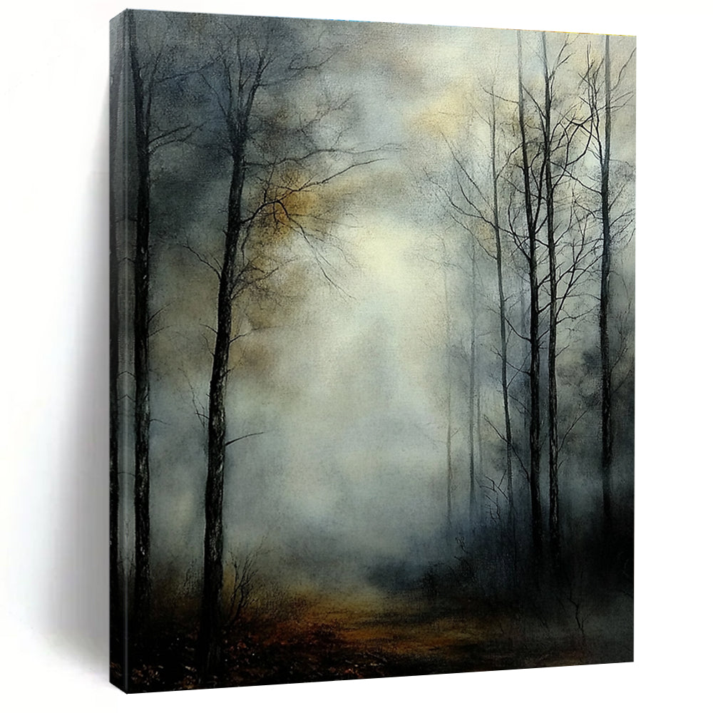 Misty Forest Path Abstract Painting for Rustic Cabin Studies GAB1345