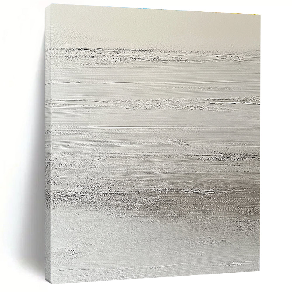 White Textured Layers Abstract Painting with Minimalist Depth WINK129