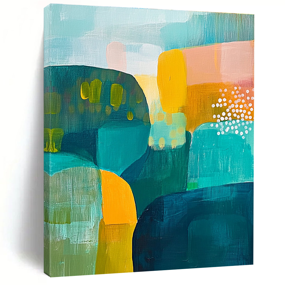 Vibrant Color Blocks Abstract Painting with Playful Energy WINK174