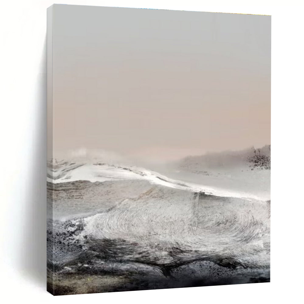 Monochromatic Landscape Abstract Painting for Minimalist Living Spaces HENG162
