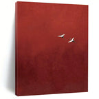 Two Cranes in Red Sky Abstract Painting for Dramatic Foyers HENG482