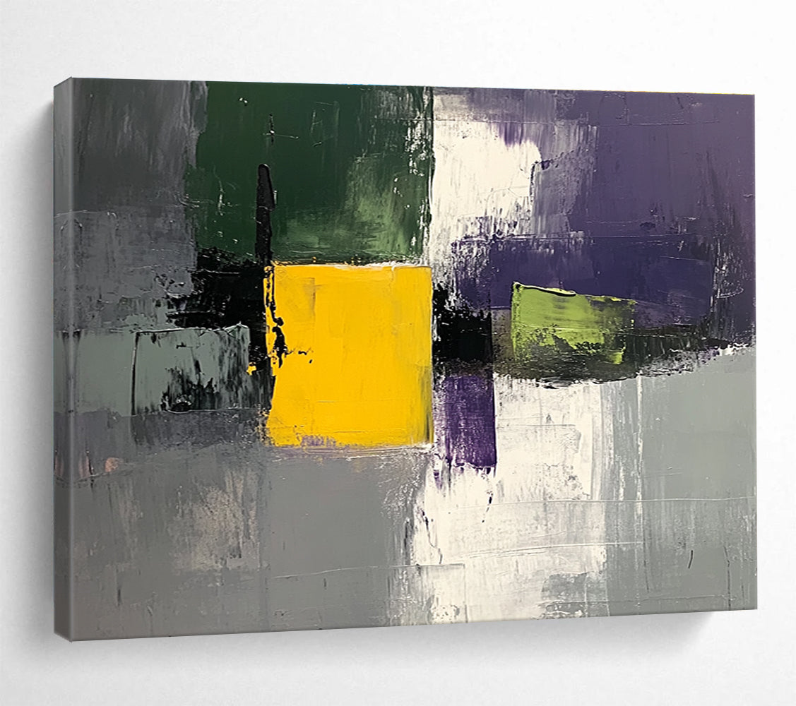 Geometric Color Block Abstract Painting with Modern, Structured Harmony ABS482