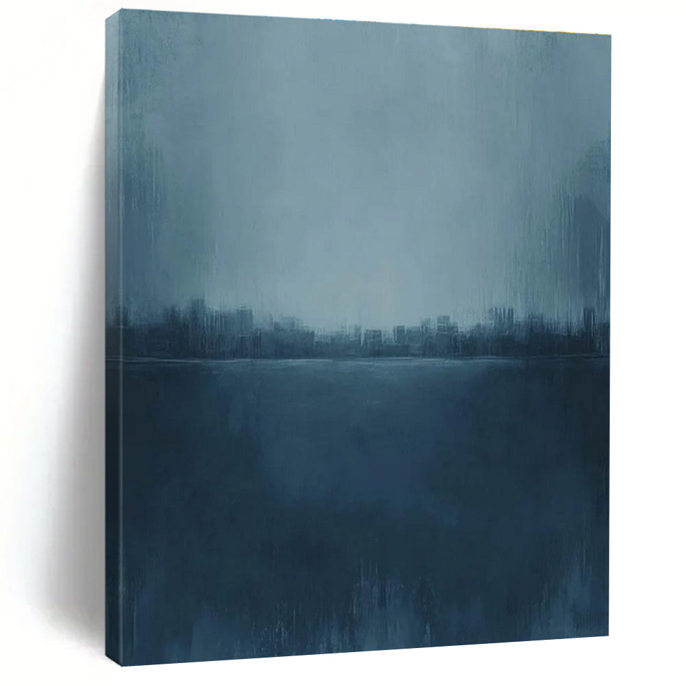 Blue Cityscape Abstract Painting for Urban - Inspired Lofts HENG498