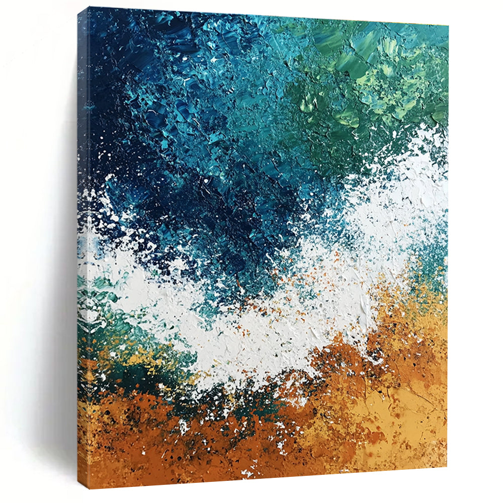 Textured Ocean Wave Abstract Painting with Dynamic Sea Energy WINK581