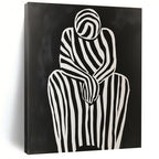 Striped Figure in Contemplation Minimalist Narrative Abstract Painting GAB0264