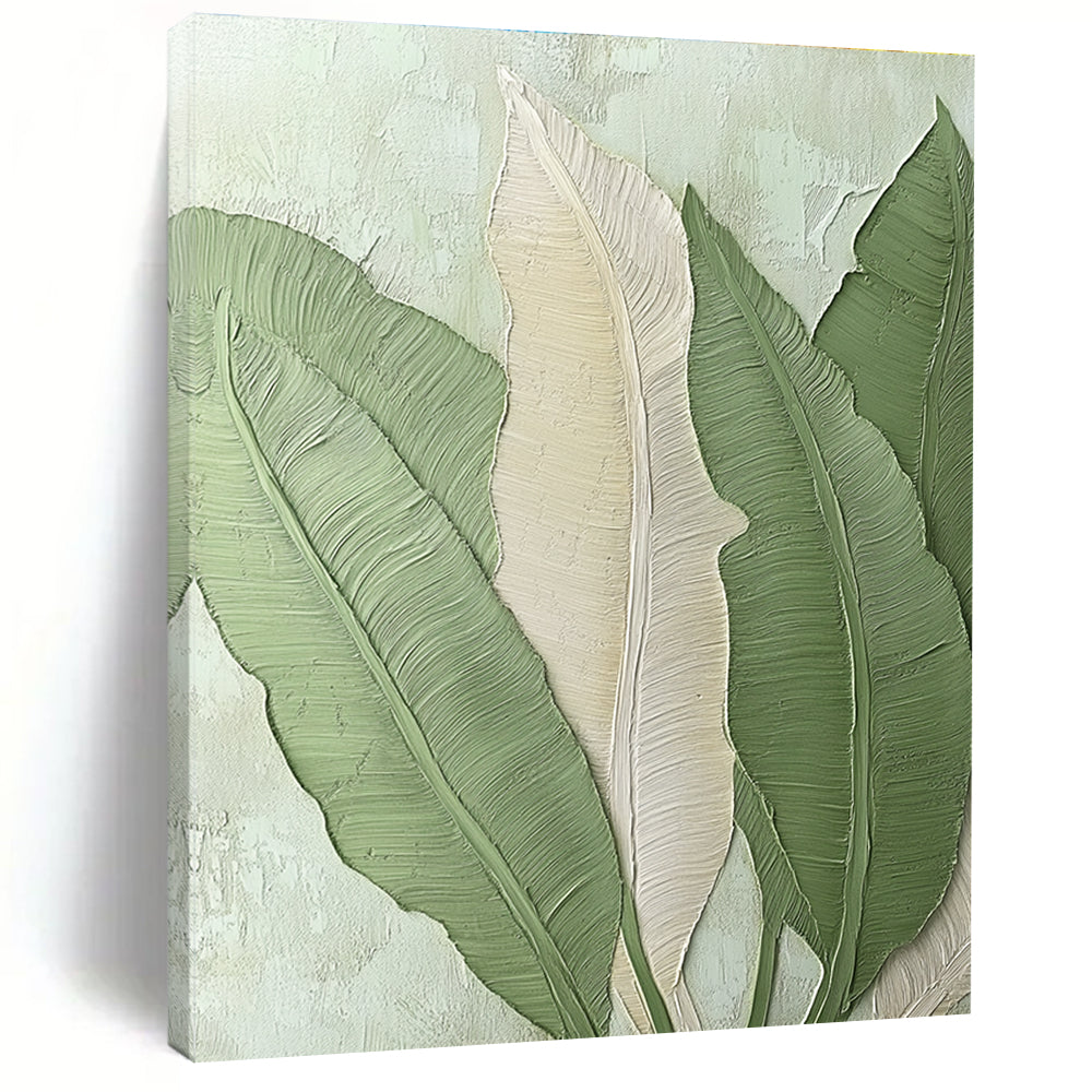 Textured Leaves Abstract Painting with Relief Effects GAB0002