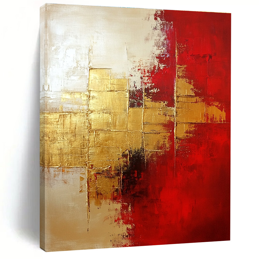 Gold and Red Abstract Painting for Luxury Hotel Lobbies GAB1242
