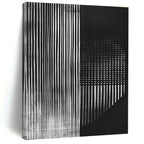 Black and White Striped Abstract Painting with Hidden Textures GAB0030
