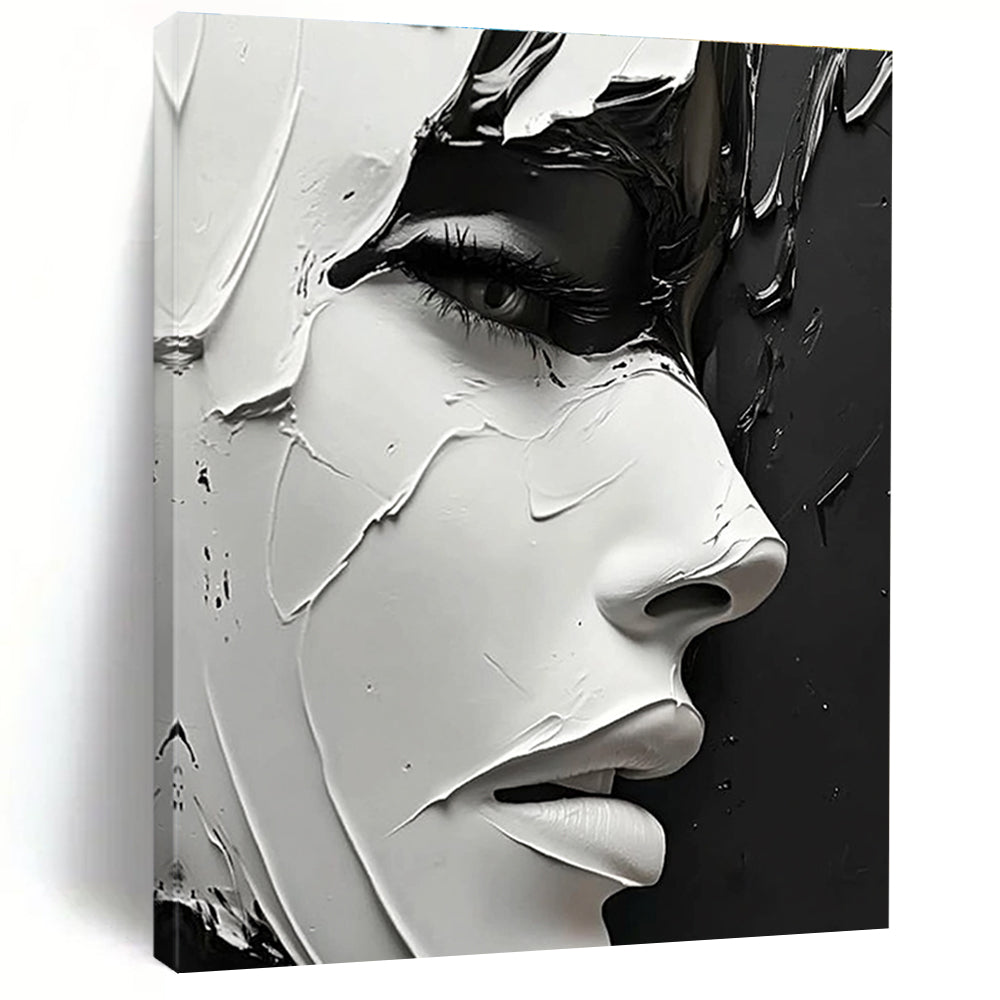 Textured Face Art Abstract Painting of Expressive Layers GAB0123