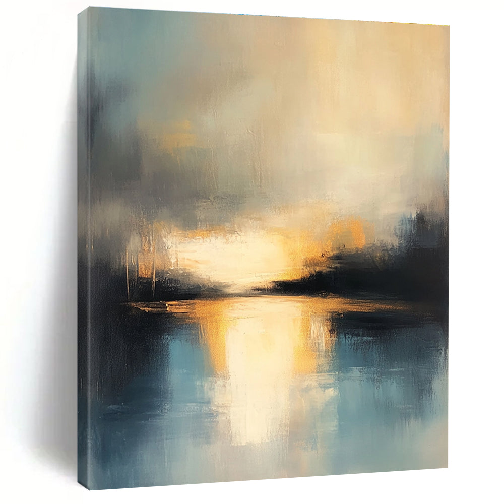 Sunset Lake Abstract - Dramatic Sky and Water Art GAB0537