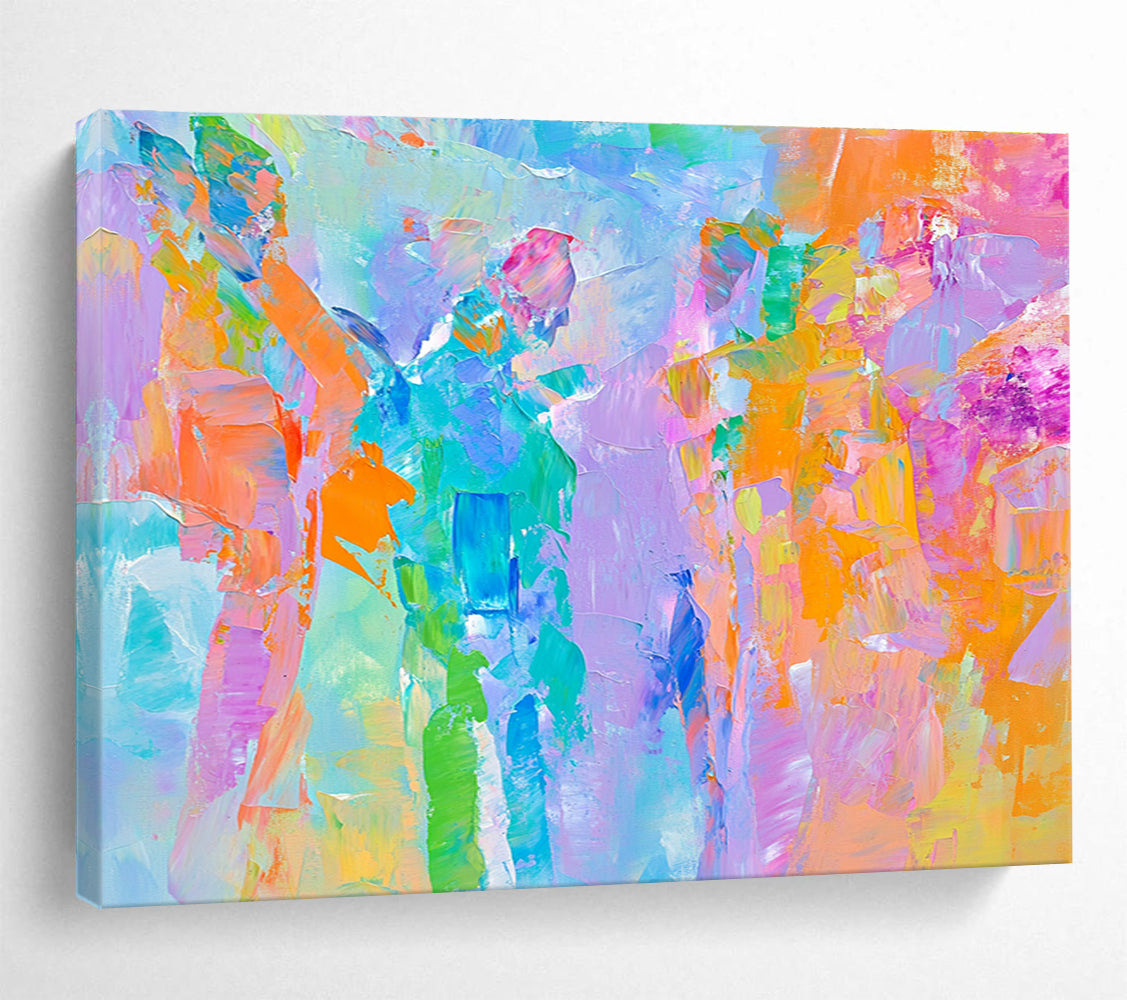 Colorful Patchwork with Vibrant Brushstrokes Abstract Painting ABS344