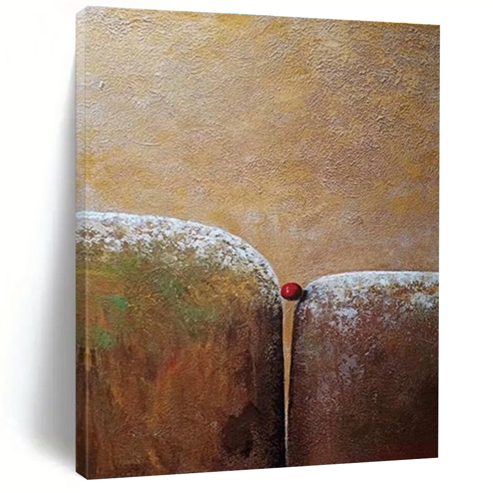 Two Forms with Red Sphere Abstract Painting for Thought - Provoking Study Spaces HENG033