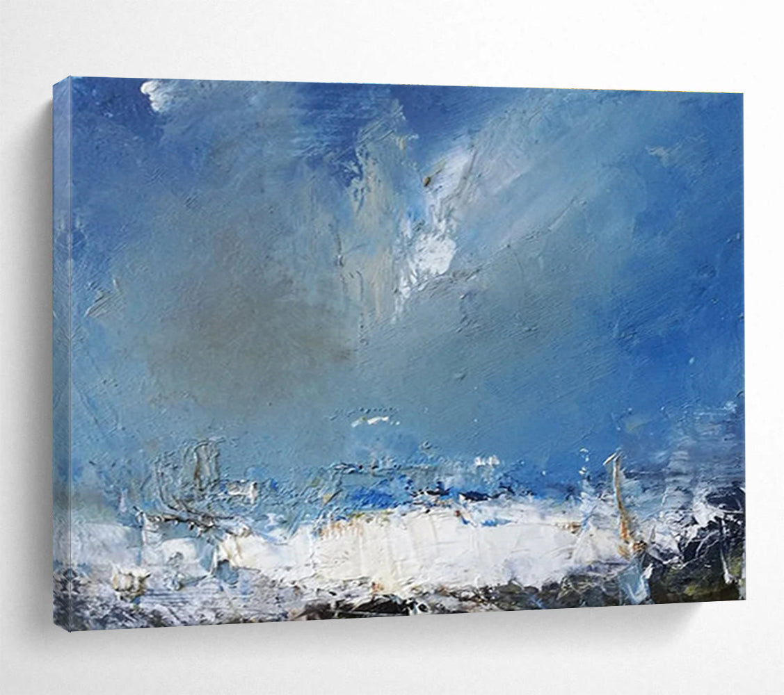 Blue Sea and Sky Abstract Painting for Coastal Ambiance YHT030