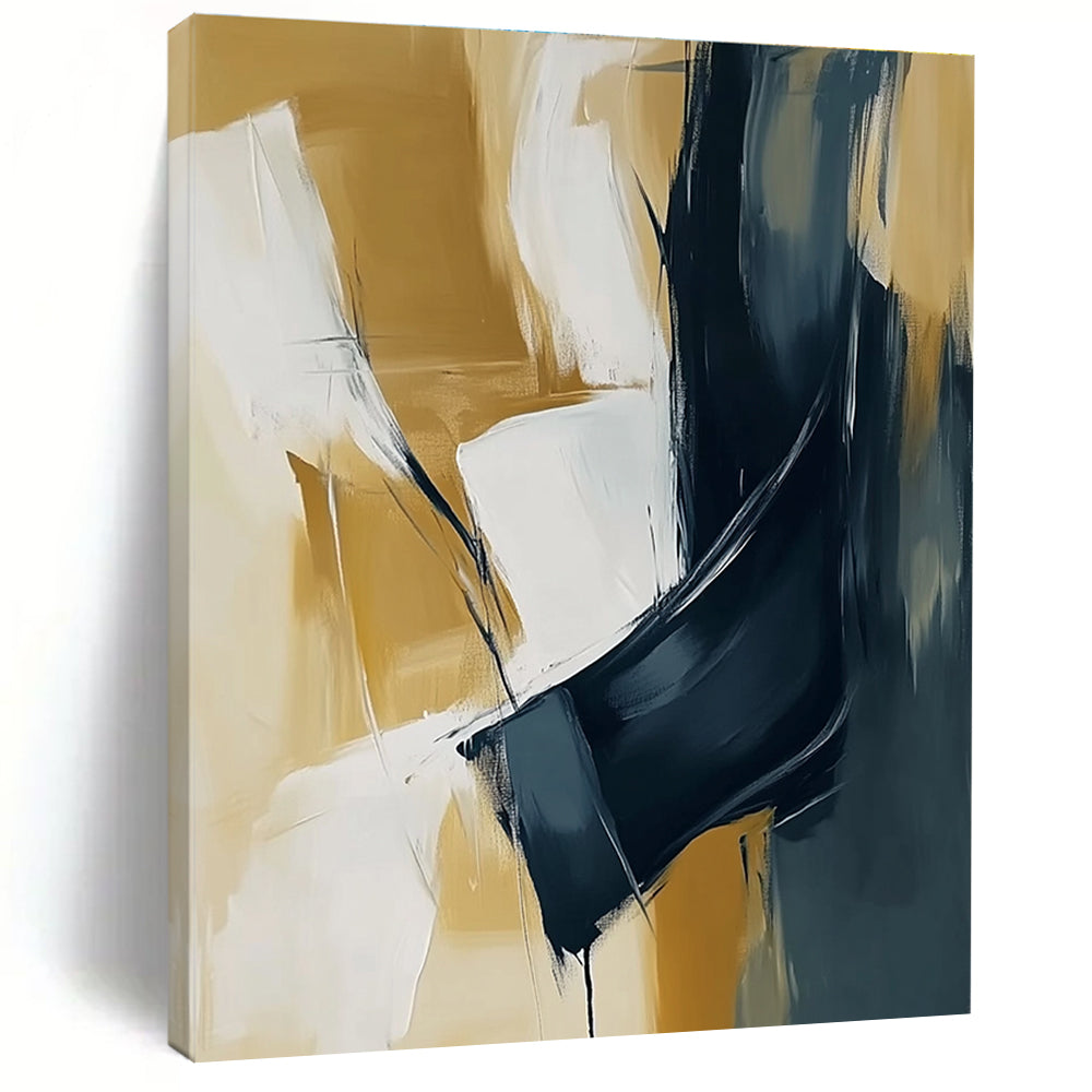 Gold and Black Abstract Painting with Luxurious Contrast WINK805