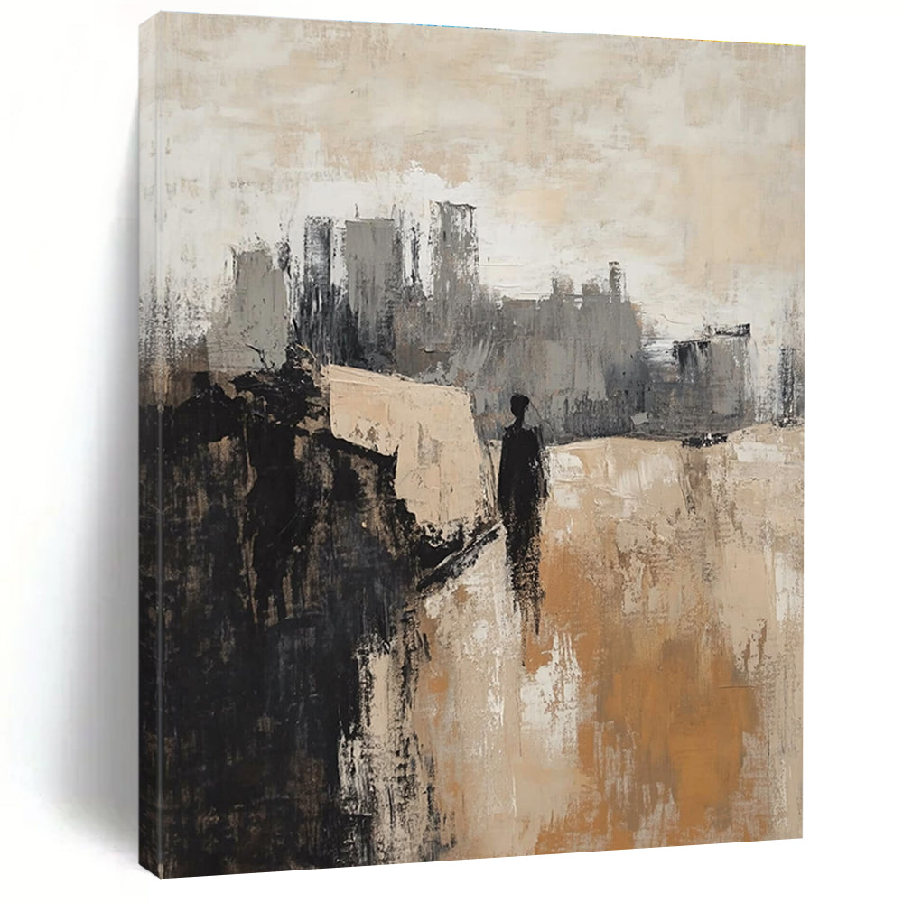 City Silhouette Monochrome Abstract Painting for Industrial - Chic Lofts GAB0883