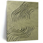 Green Curved Lines on Light Green Abstract Painting with Flowing Textures GAB0064