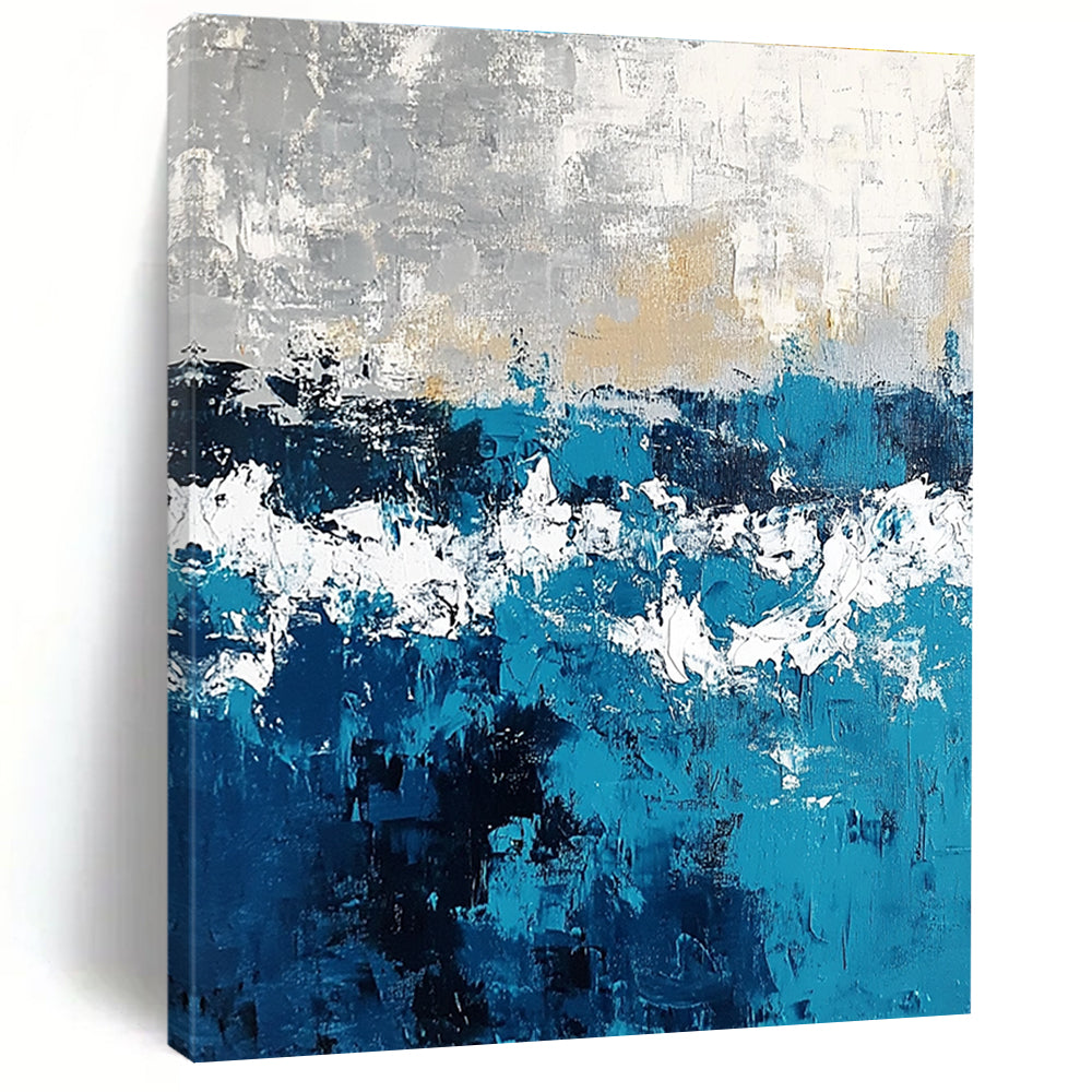 Blue and Gold Abstract Painting for Luxurious Interiors GAB0736