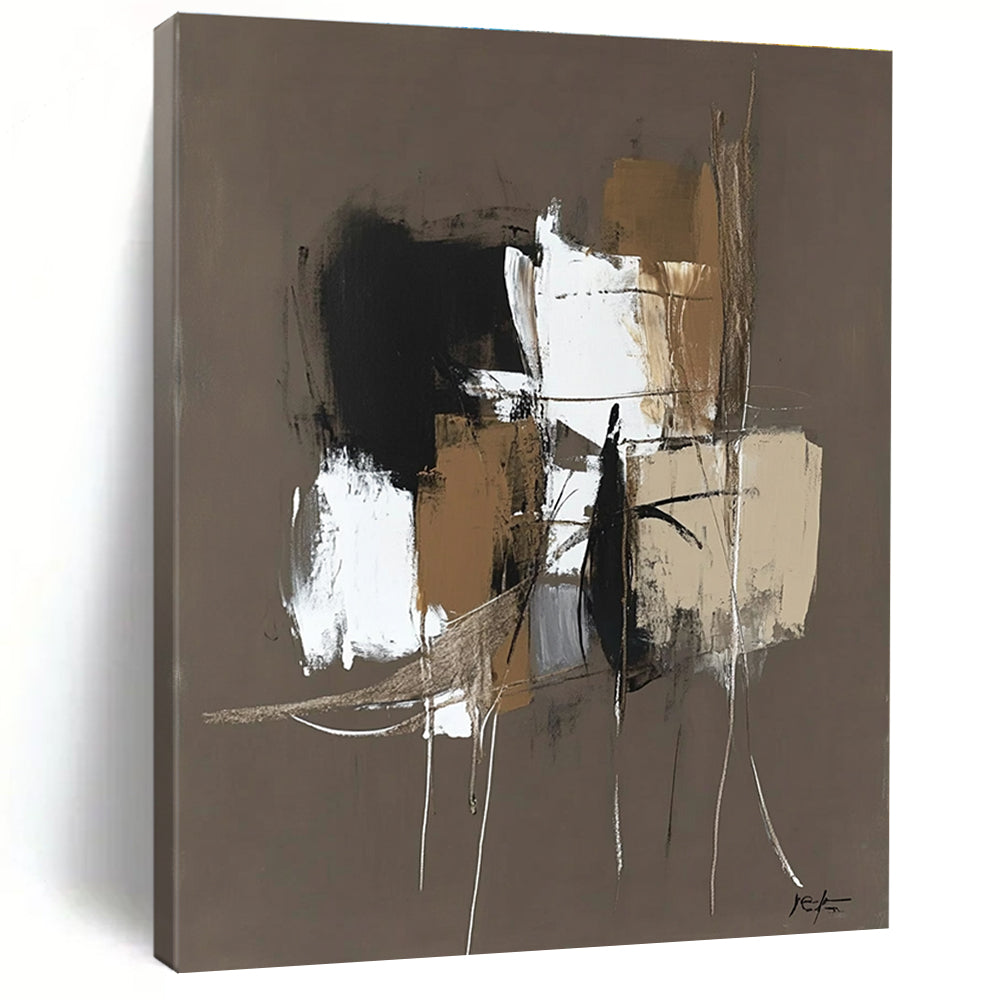 Brown - Toned Abstract Composition Painting for Minimalist Living Room Corners GAB1200