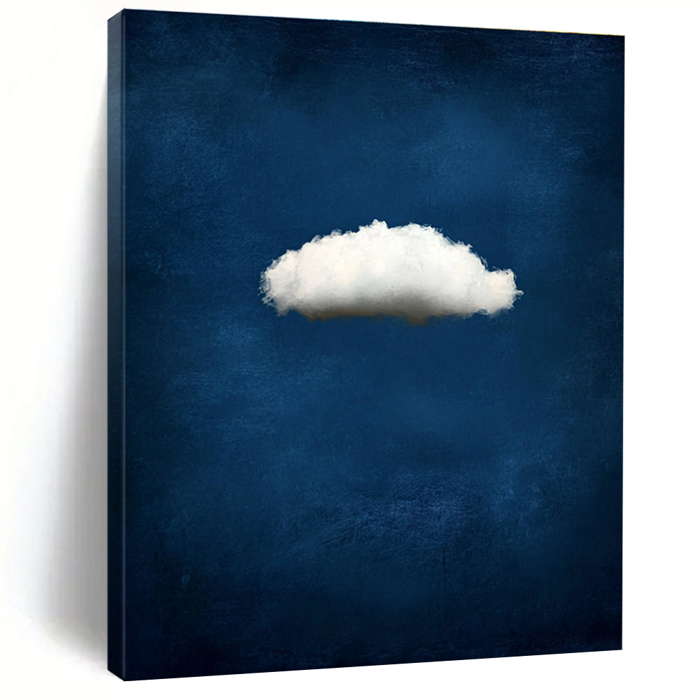 Single White Cloud on Blue Serene Abstract Art for Relaxing Spaces GAB1449