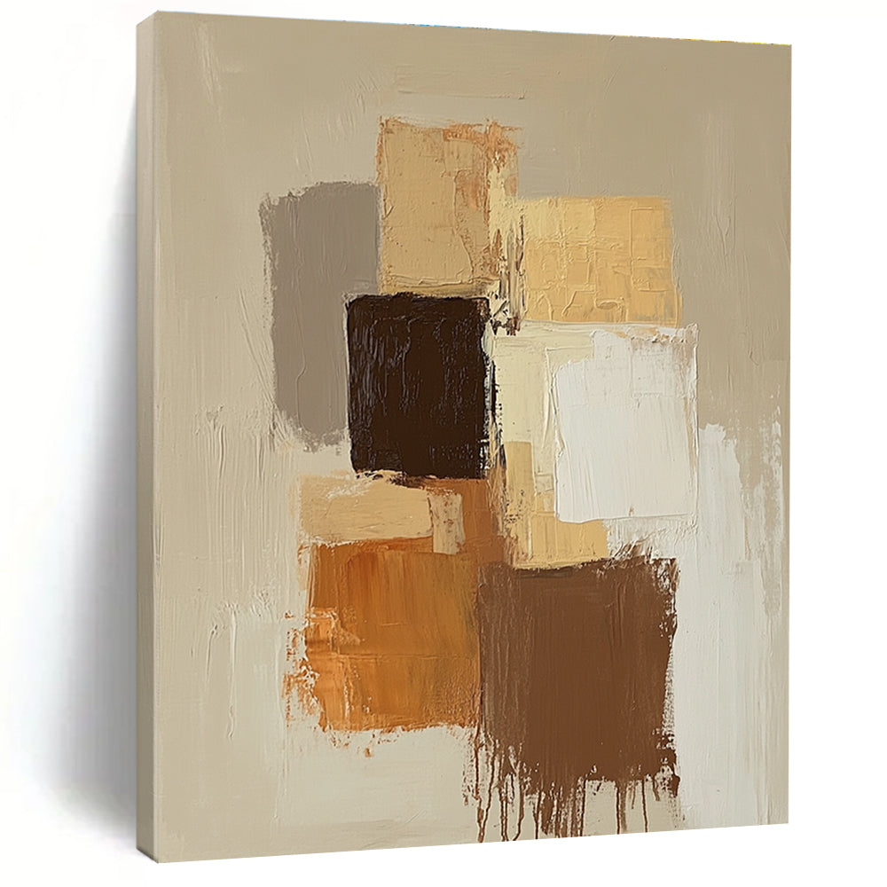 Neutral Color Block Abstract Painting for Scandinavian - Style Home Offices GAB1201