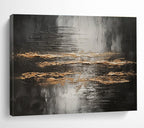 Black and Gold Abstract Stripes Painting for Luxurious Dining Rooms YHT318