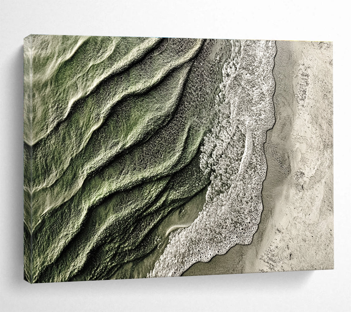 Aerial Beach Wave Patterns Abstract Painting with Natural Rhythms ABS574