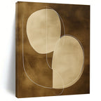 Brown and White Geometric Abstract Painting for Minimalist Offices GAB0971