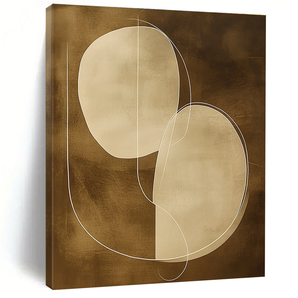 Brown and White Geometric Abstract Painting for Minimalist Offices GAB0971