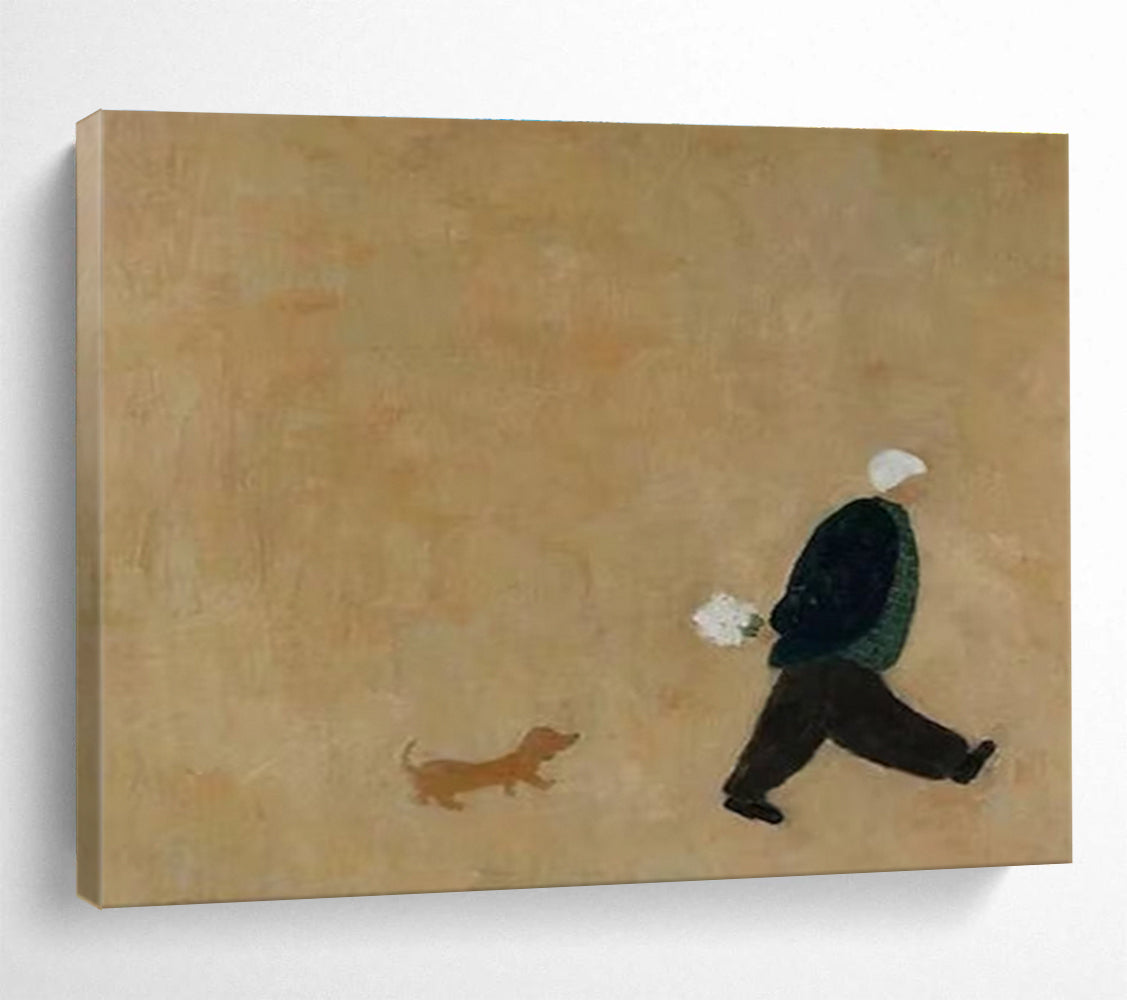 Man and Dog Abstract Painting for Heartwarming Spaces YHT109
