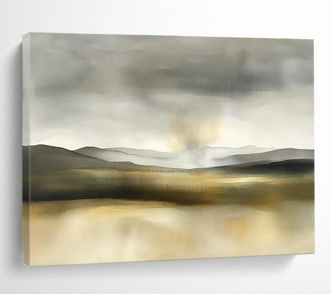 Gray - Toned Landscape Abstract Painting with Depth ABS235